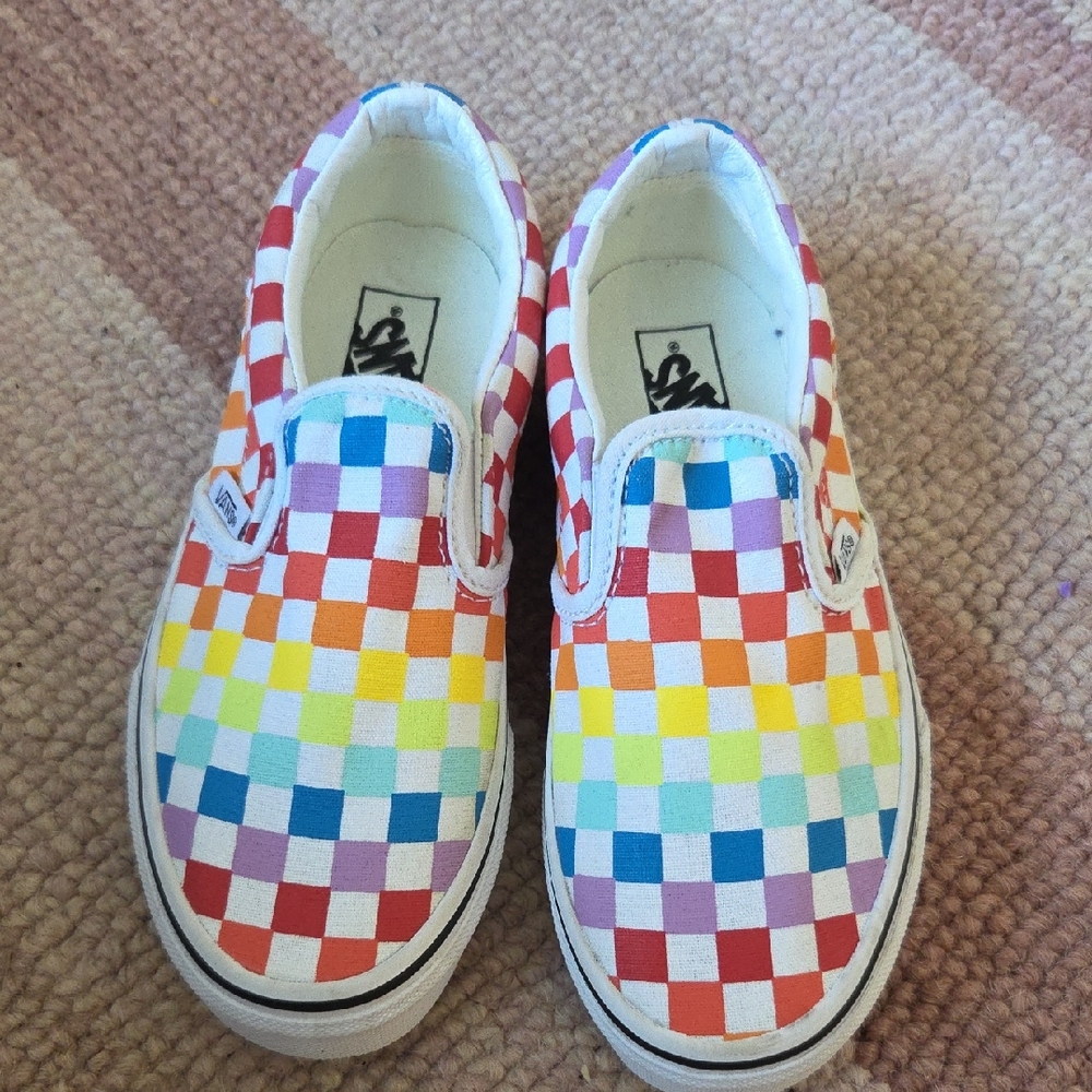 Colorful Checkered VANS Kids Slip-On Shoes